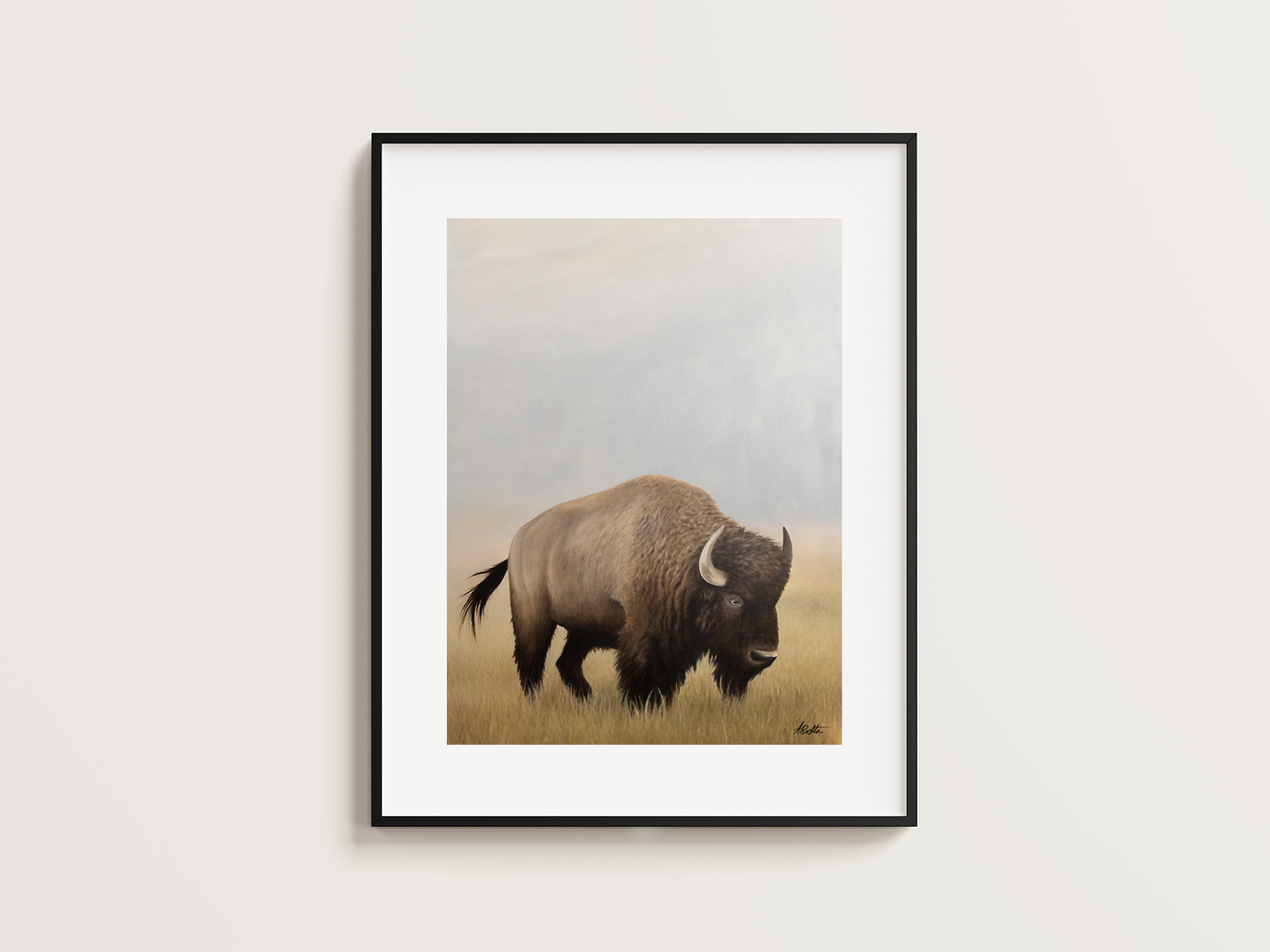 Lone Bison Art Print - High Quality