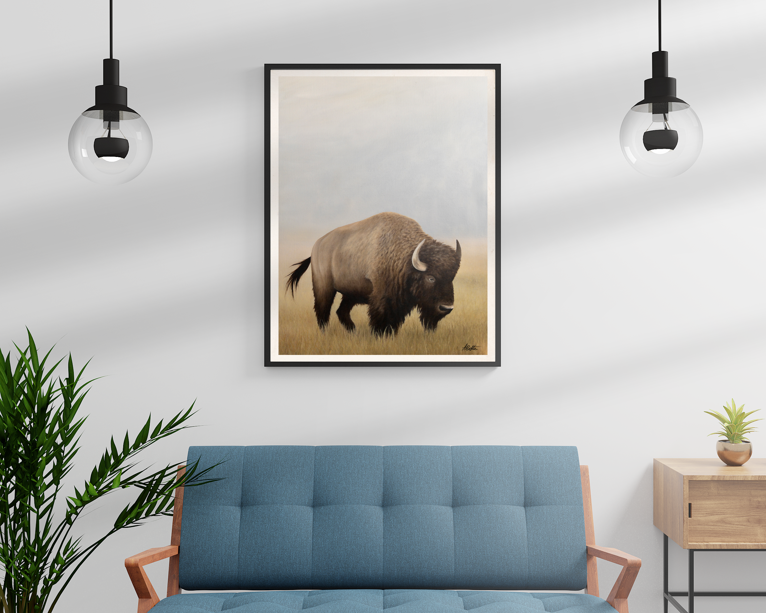 Lone Bison Art Print - High Quality